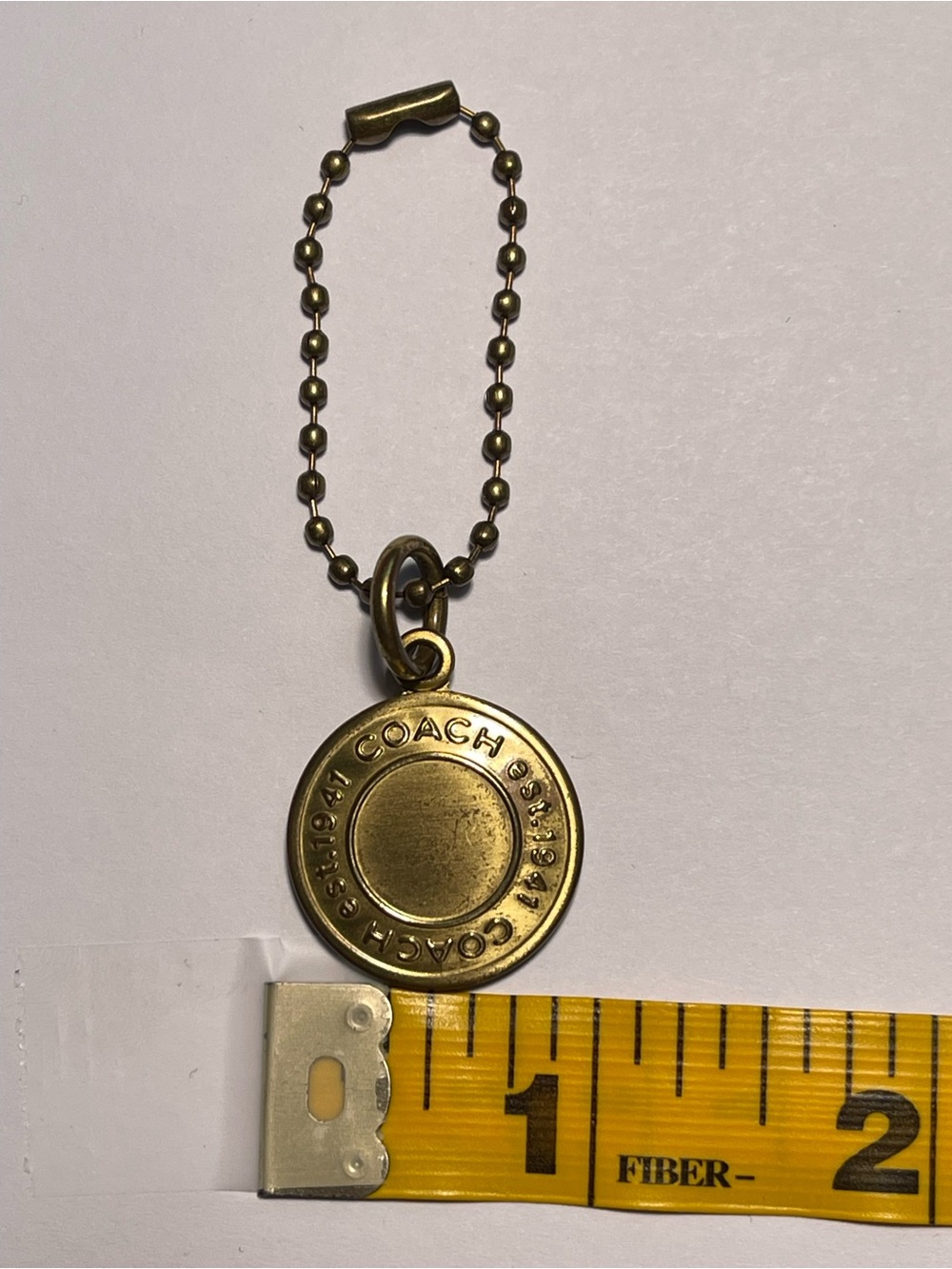COACH Round Medallion Hang Tag Keychain with Ball-chain